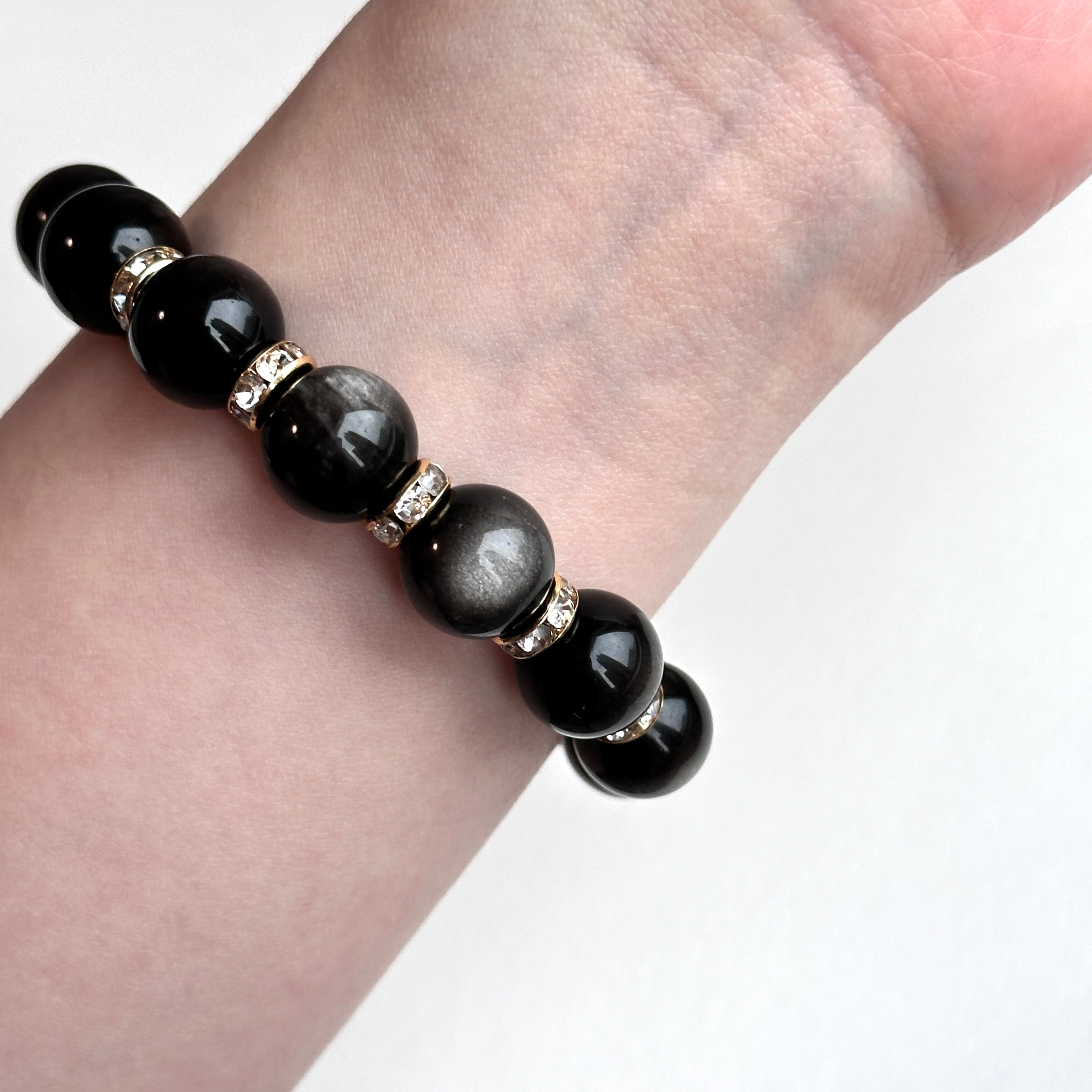 BS319 銀曜石18K鍍金手鏈手串