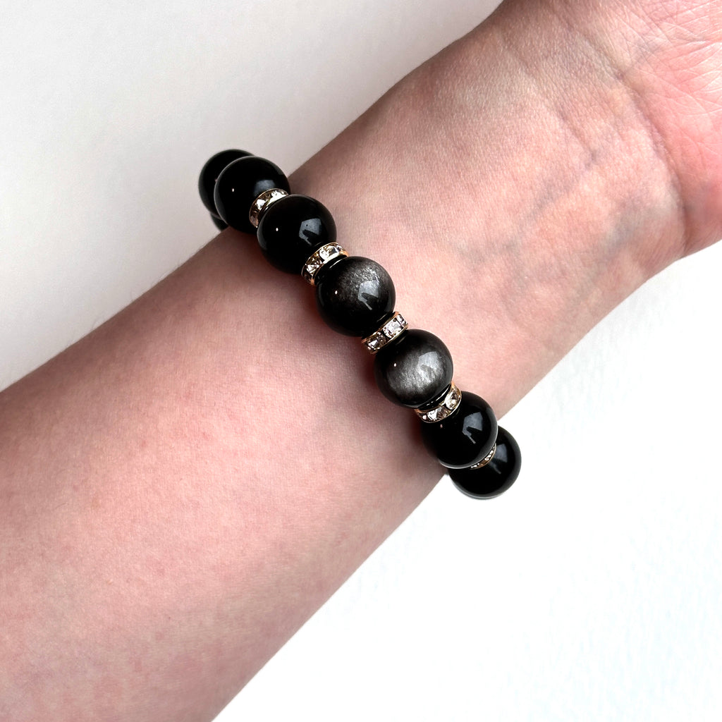 BS319 銀曜石18K鍍金手鏈手串