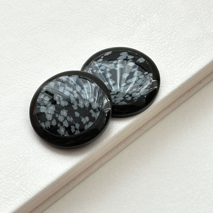 TS10 [Sagittarius Capricorn | December] Snowflake Obsidian Black Jasper Round Blocks for Office or Home Healing Devices