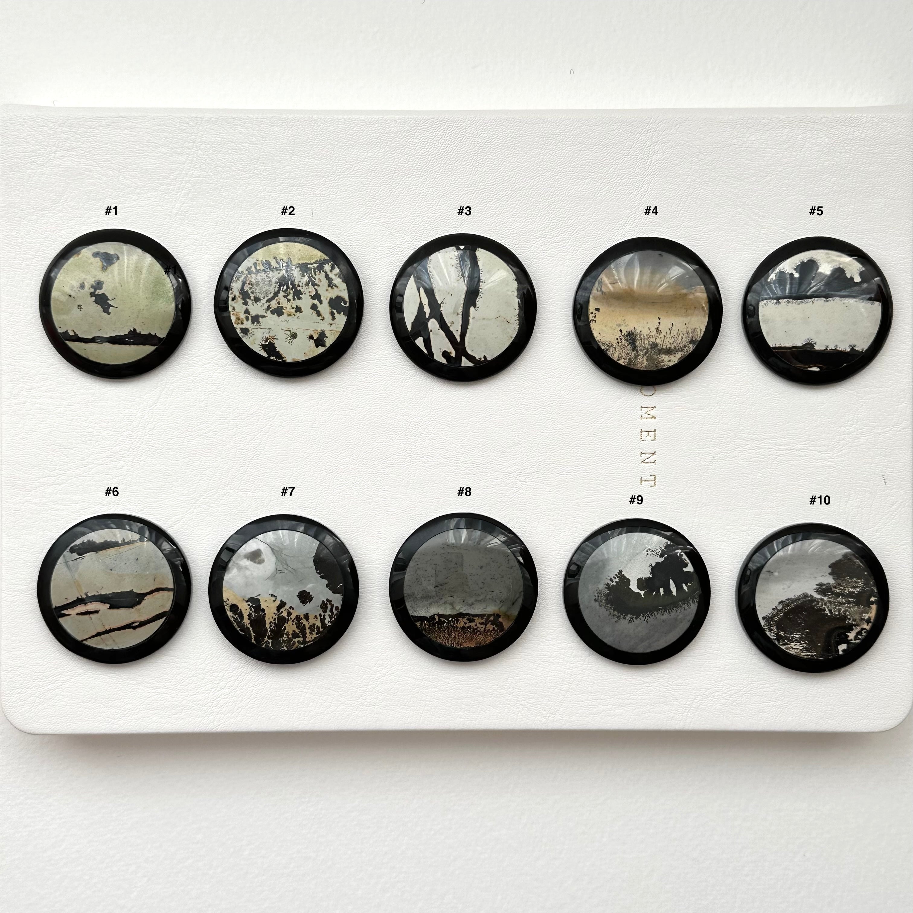 TS23【墨跡】噴墨畫石黑碧石圓塊 辦公室或家中療癒 裝置擺設