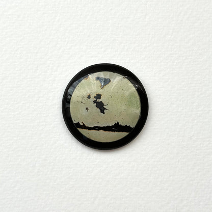 TS23【Ink】Inkjet painting stone black jade stone round block office or home healing device decoration