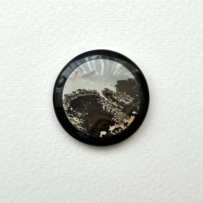 TS23【Ink】Inkjet painting stone black jade stone round block office or home healing device decoration