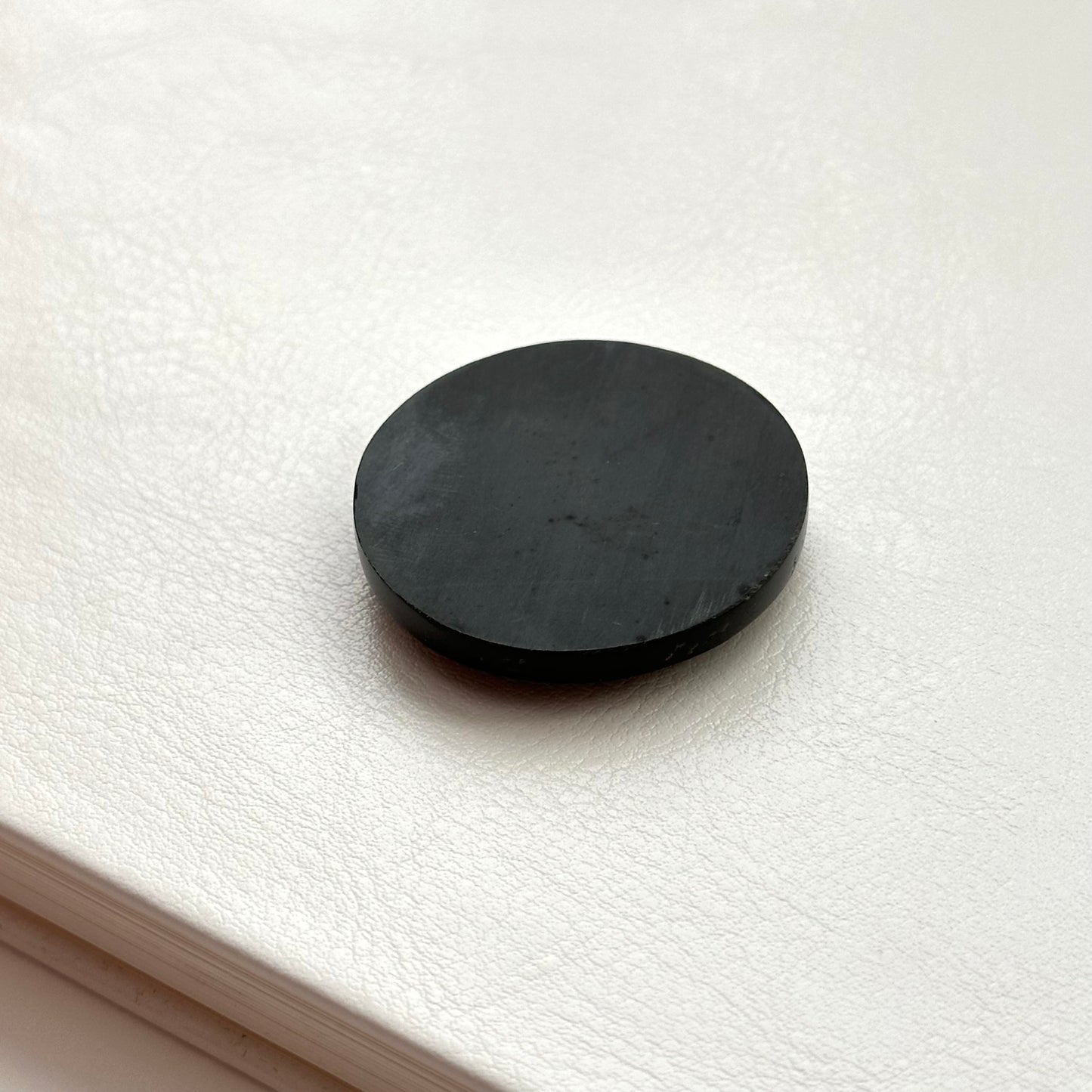 TS23【Ink】Inkjet painting stone black jade stone round block office or home healing device decoration