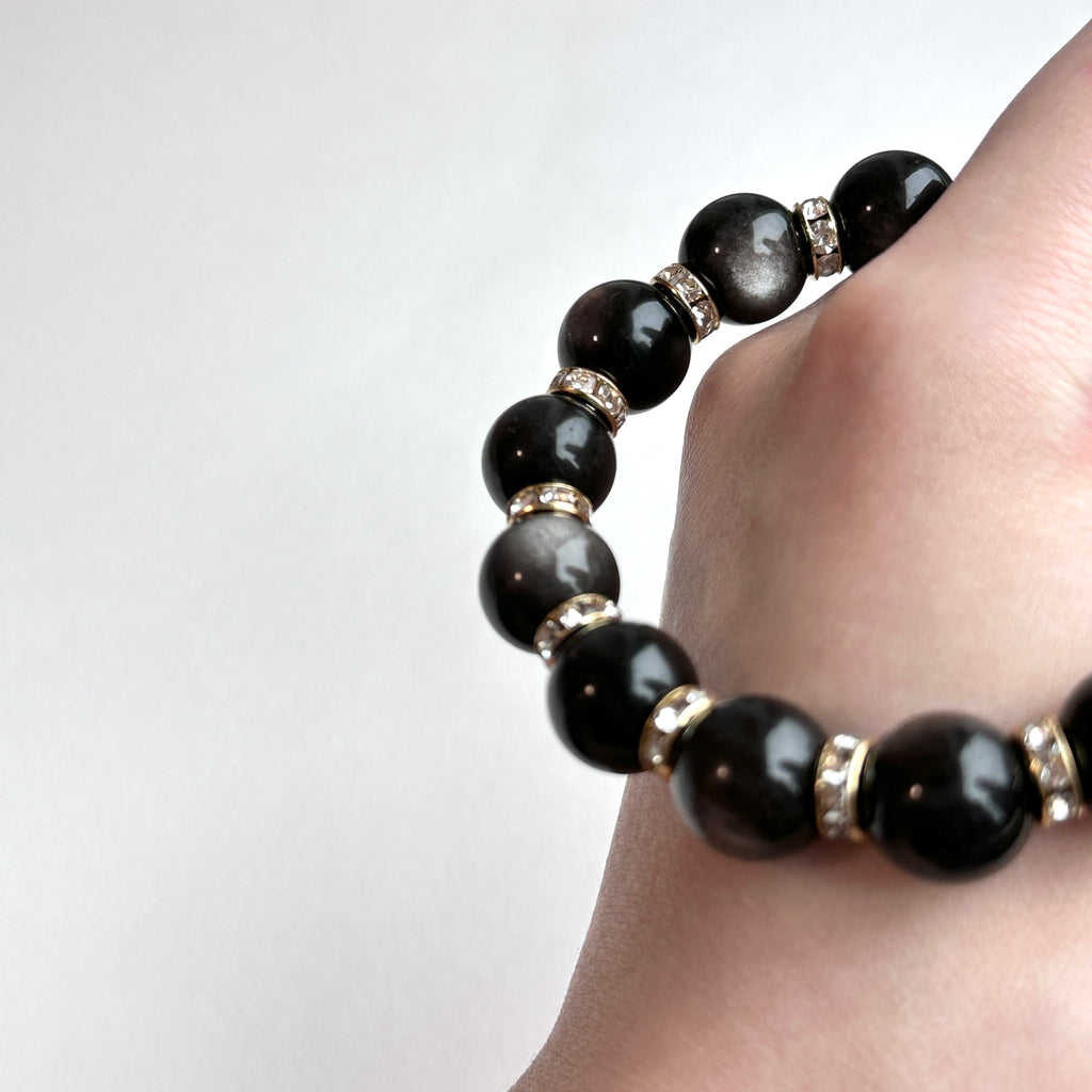 BS319 銀曜石18K鍍金手鏈手串