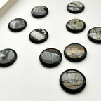 TS23【墨跡】噴墨畫石黑碧石圓塊 辦公室或家中療癒 裝置擺設