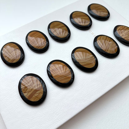 TS9 [Picasso Sedimentary Rock] Picasso Stone Black Jasper Oval Block Office or Home Healing Device Decoration
