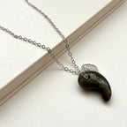 N79【日月守護】拉長石|出雲型勾玉|平安鎖|頸鏈項鏈