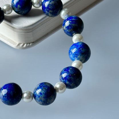 BS14 【回風落雁】青金淡水珍珠手鏈手串 Lapis with Pearl Bracelet