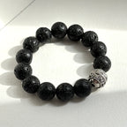 BS214 [Courage and Strength] Volcanic Rock Natural Ore Silver Plated Bracelet