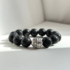 BS214 [Courage and Strength] Volcanic Rock Natural Ore Silver Plated Bracelet