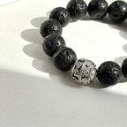 BS214 [Courage and Strength] Volcanic Rock Natural Ore Silver Plated Bracelet