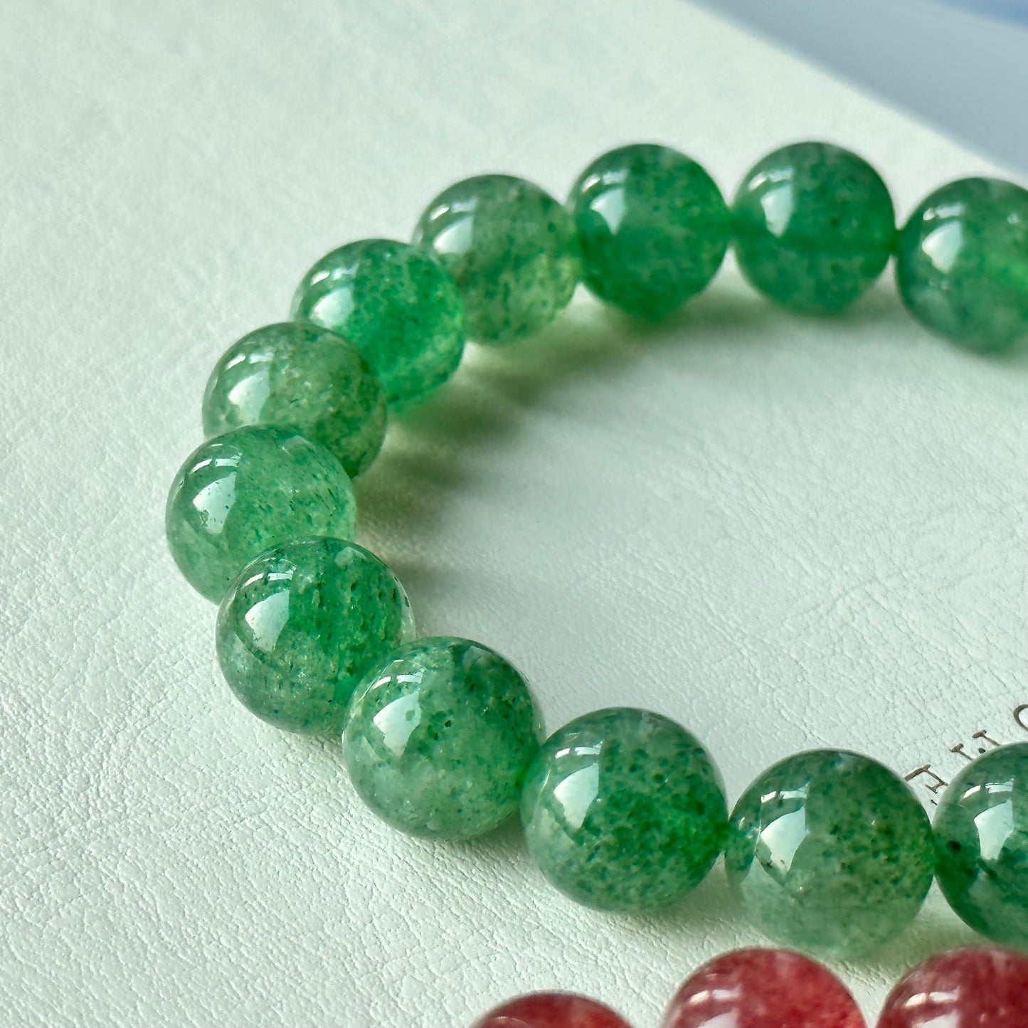 B21【樂觀積極】綠草莓晶純珠手鏈手串  Green Strawberry Quartz Bracelet