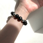 BS231 [Courage and Strength] Volcanic Rock Natural Mineral Simple Silver-plated Bracelet