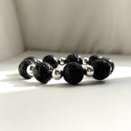 BS232 [Courage and Strength] Volcanic Rock Natural Ore Interval Silver Plated Bracelet