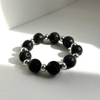 BS232 [Courage and Strength] Volcanic Rock Natural Ore Interval Silver Plated Bracelet