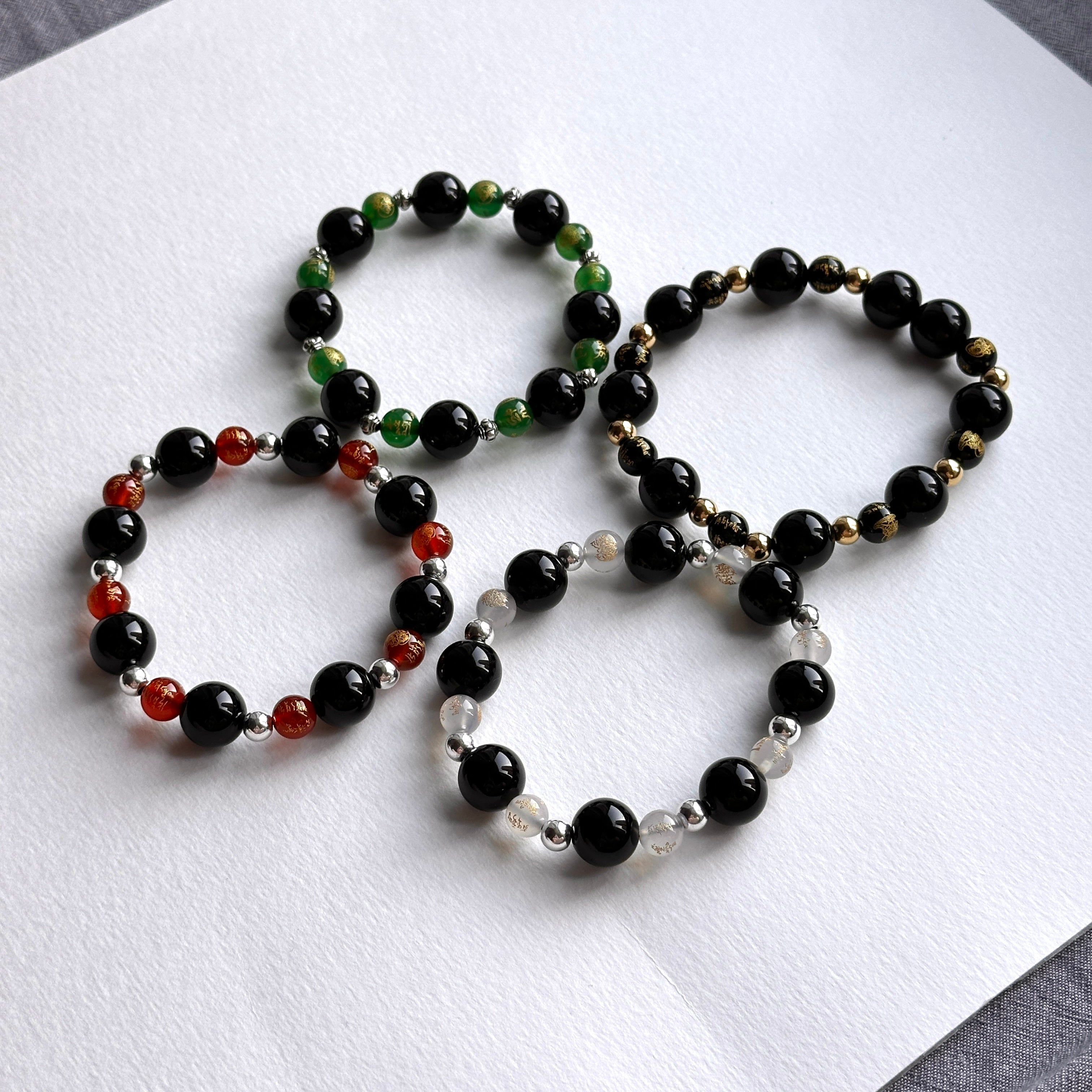 BS273 [Libra Scorpio | October] Opal Blue Glass Bracelet