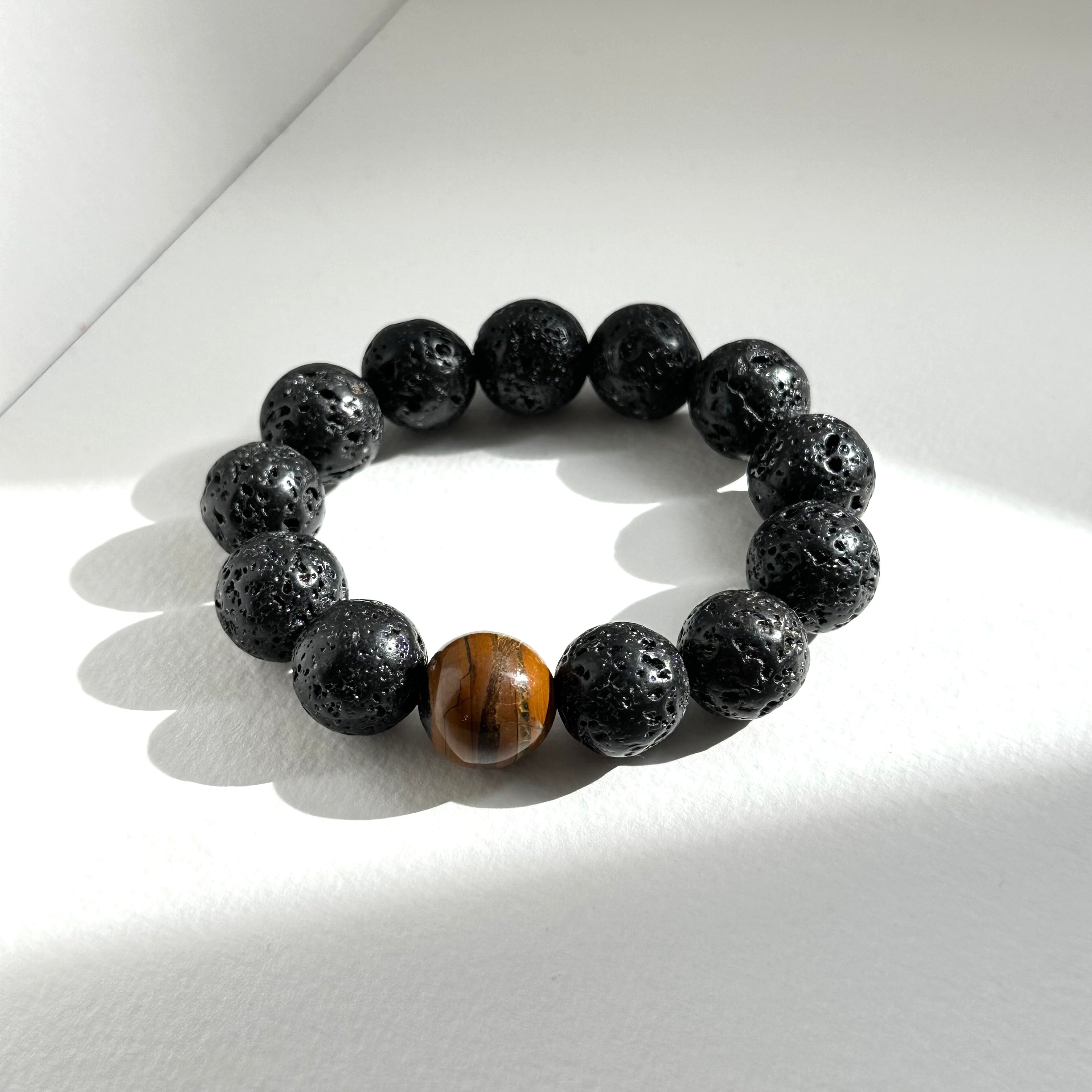 BS233 [Courage and Strength] Volcanic Rock Natural Mineral Yellow Tiger Eye Bracelet