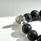 BS234 [Courage and Strength] Volcanic Rock Natural Ore Peace Lock Silver Plated Bracelet