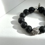 BS234 [Courage and Strength] Volcanic Rock Natural Ore Peace Lock Silver Plated Bracelet