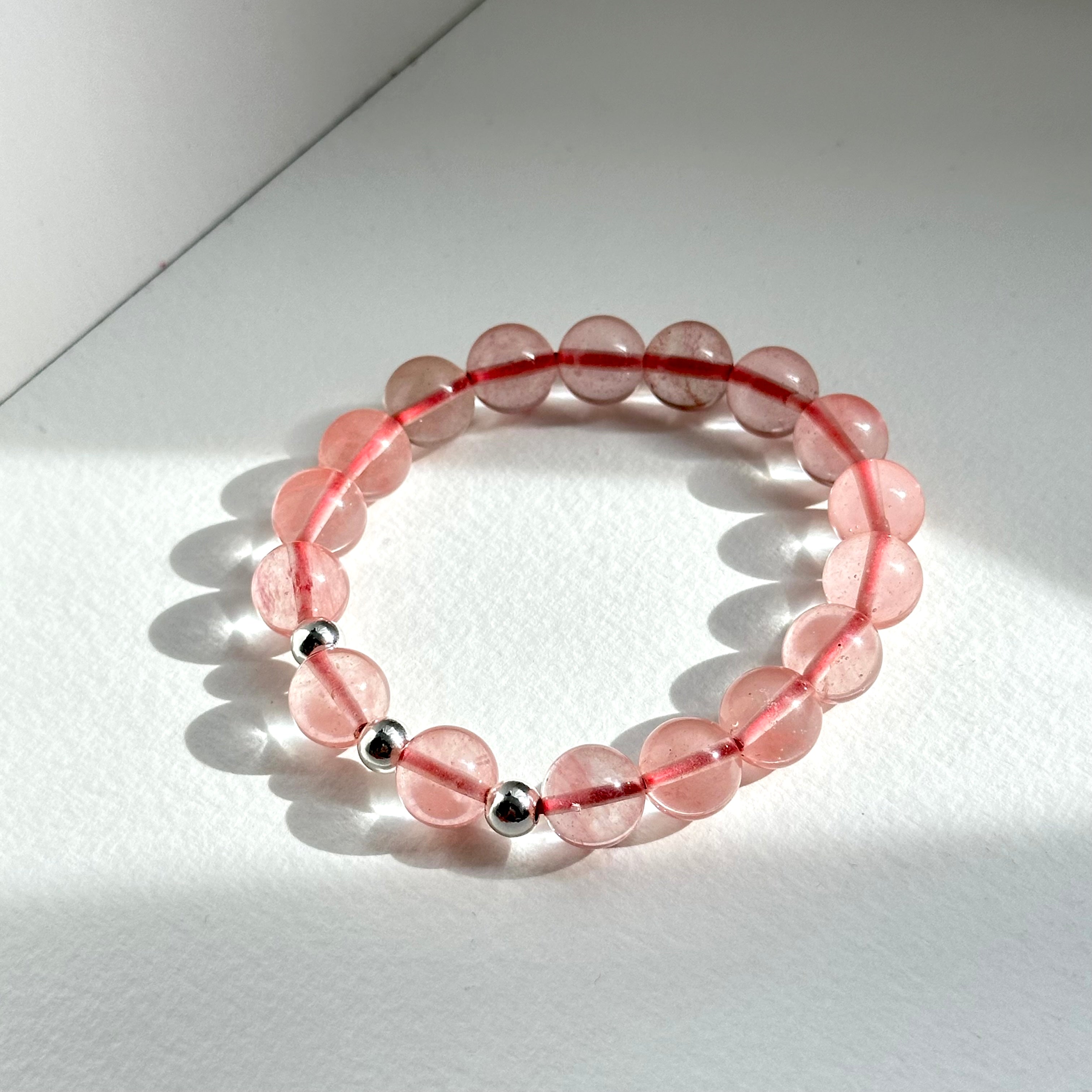 BS235 [Lucky] Ice Watermelon Stone Simple Silver-plated Bracelet