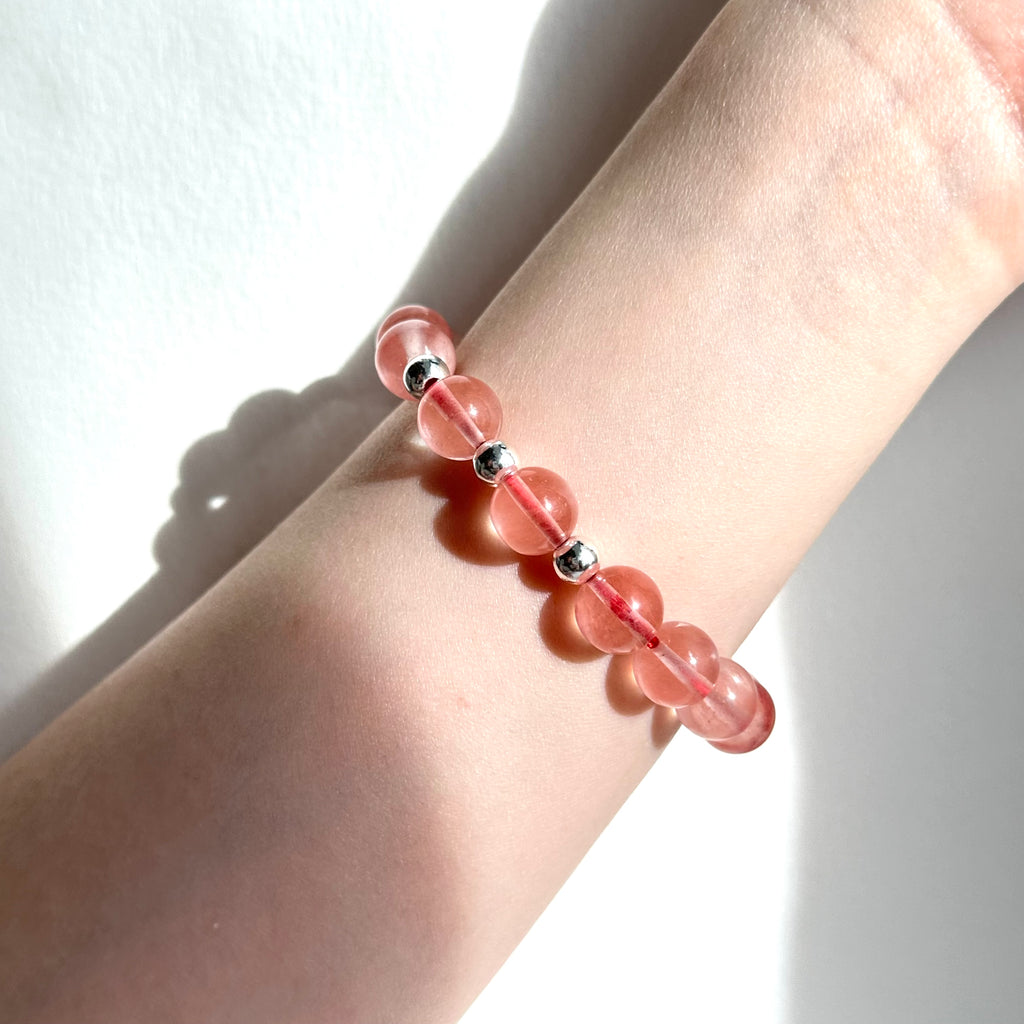 BS235 [Lucky] Ice Watermelon Stone Simple Silver-plated Bracelet