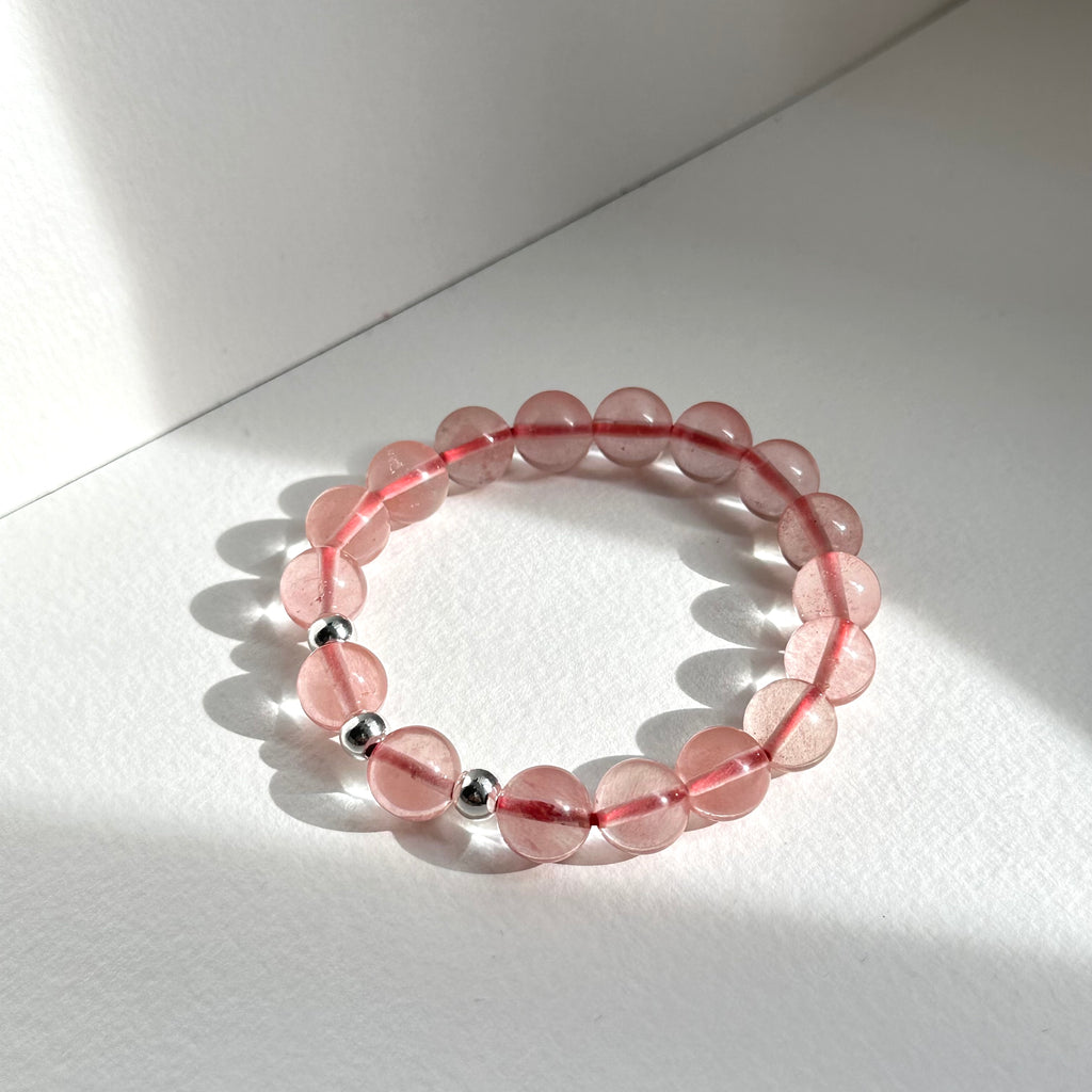 BS235 [Lucky] Ice Watermelon Stone Simple Silver-plated Bracelet