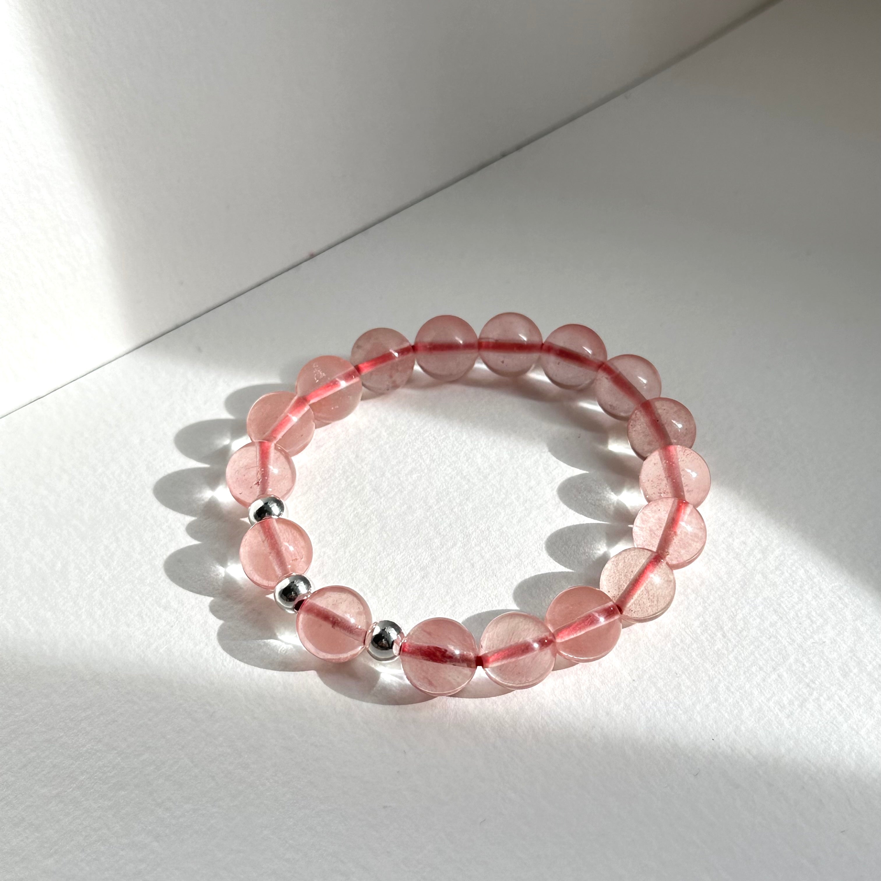 BS235 [Lucky] Ice Watermelon Stone Simple Silver-plated Bracelet