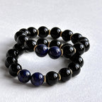 BS325 黑曜石|青金18K金手鏈手串