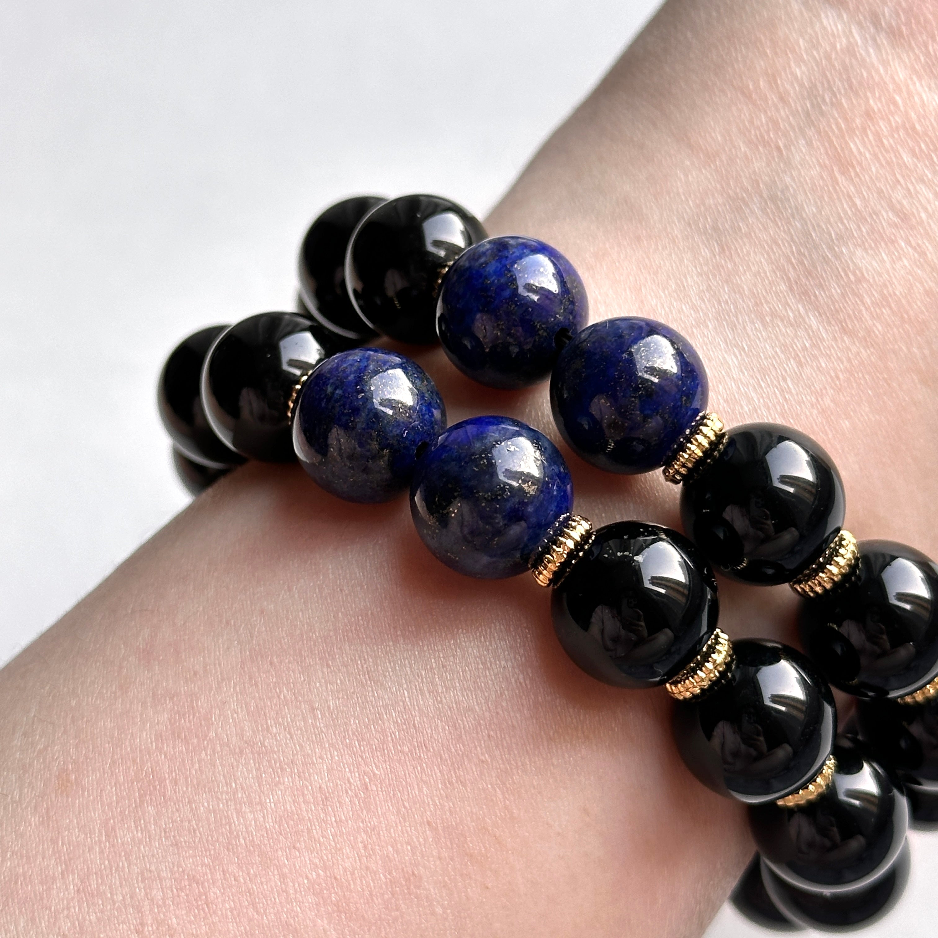 BS273 [Libra Scorpio | October] Opal Blue Glass Bracelet