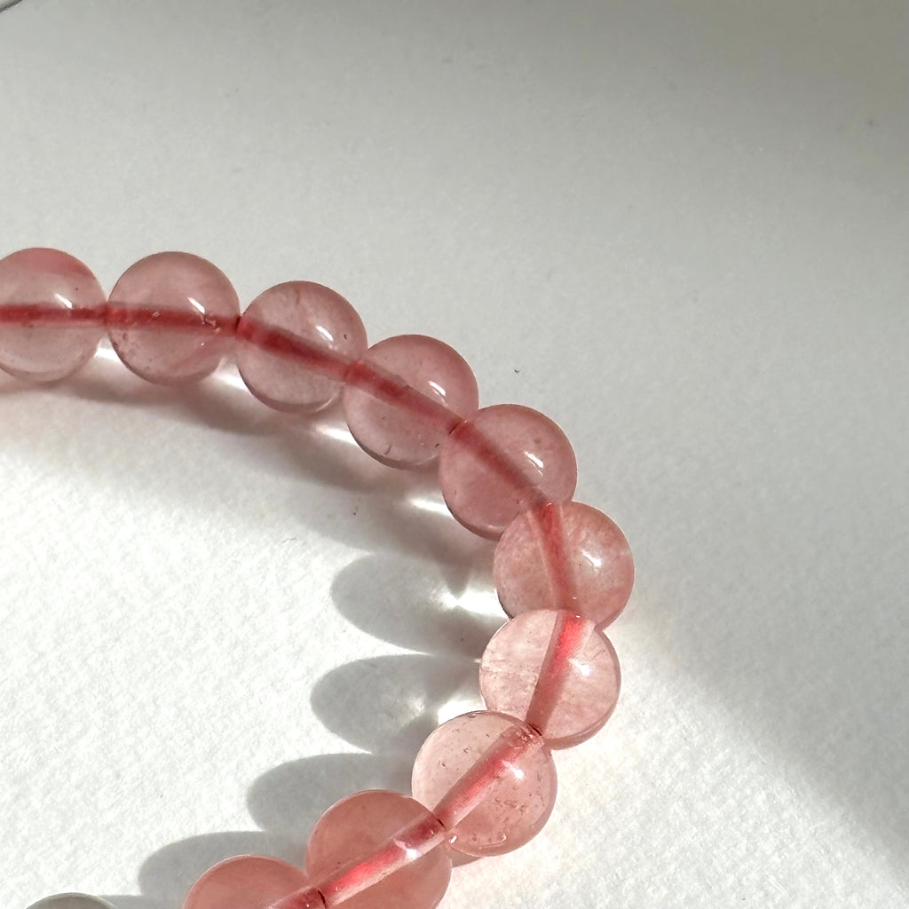 BS236 [Lucky] Ice Watermelon Stone White Glass Simple Gold-plated Bracelet