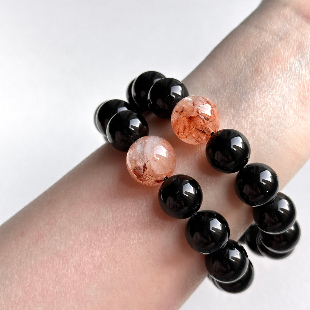 BS273 [Libra Scorpio | October] Opal Blue Glass Bracelet