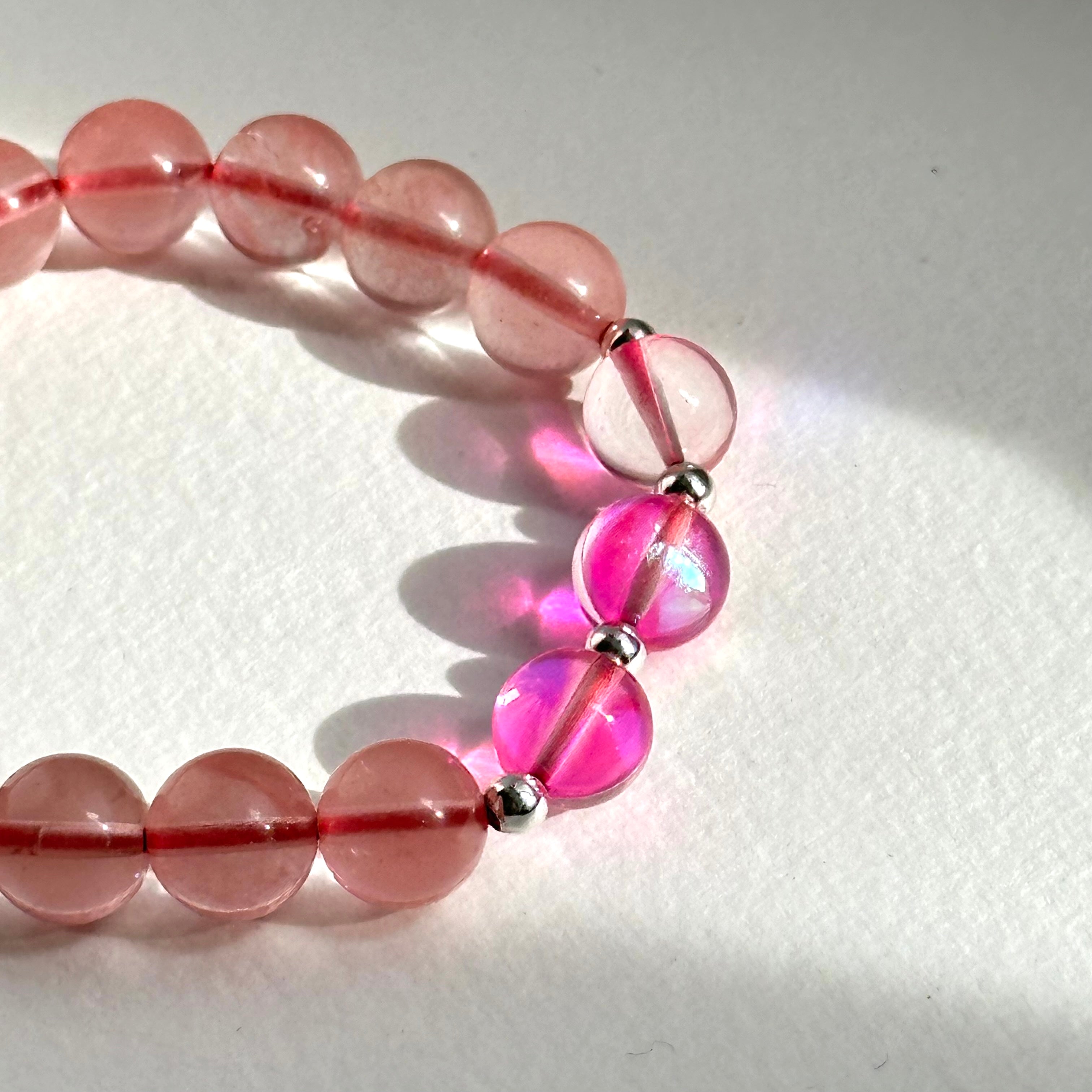 BS237 [Lucky] Ice Watermelon Stone Powder Glass Simple Gold-plated Bracelet