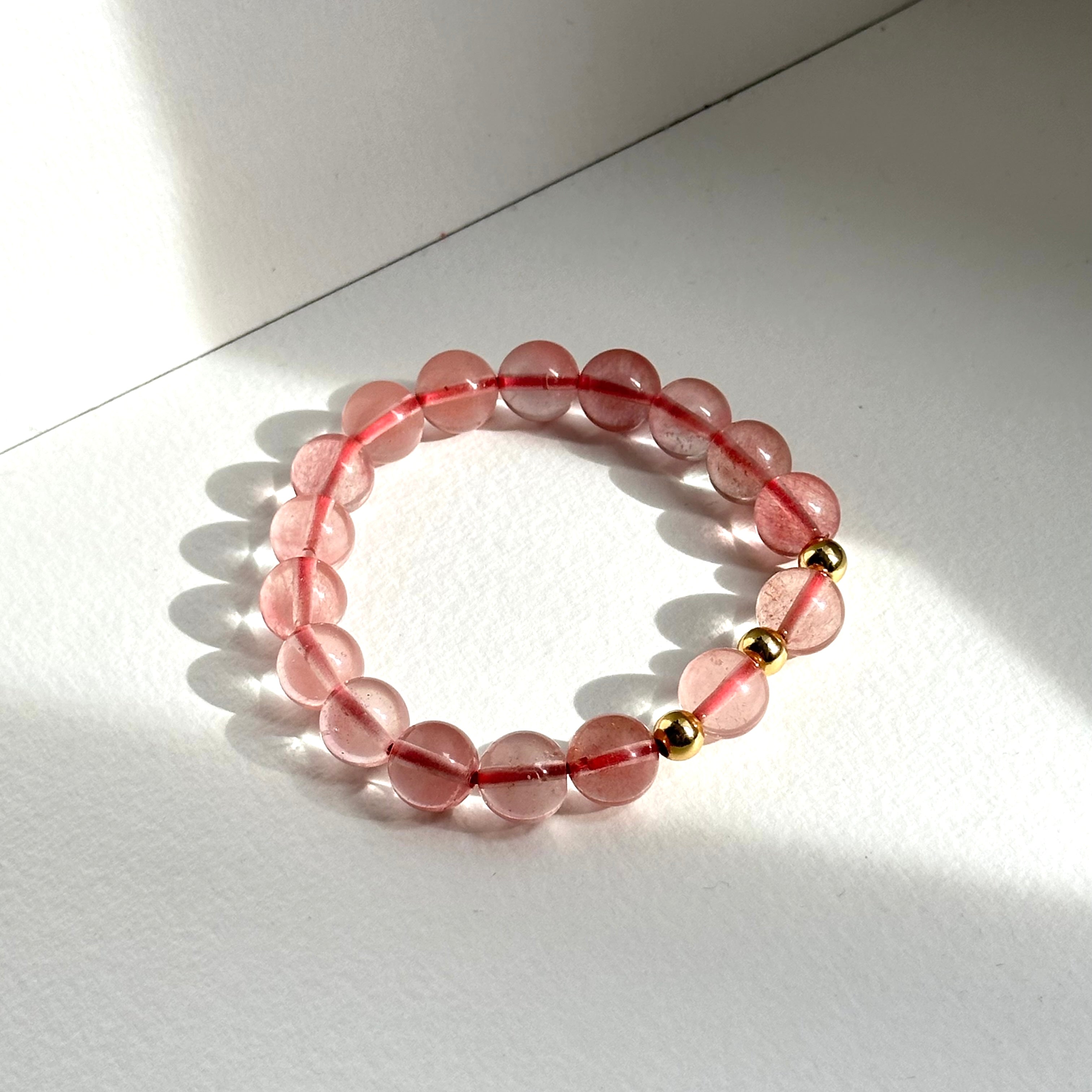 BS238【Lucky】Ice Type Watermelon Stone Simple Gold-plated Bracelet