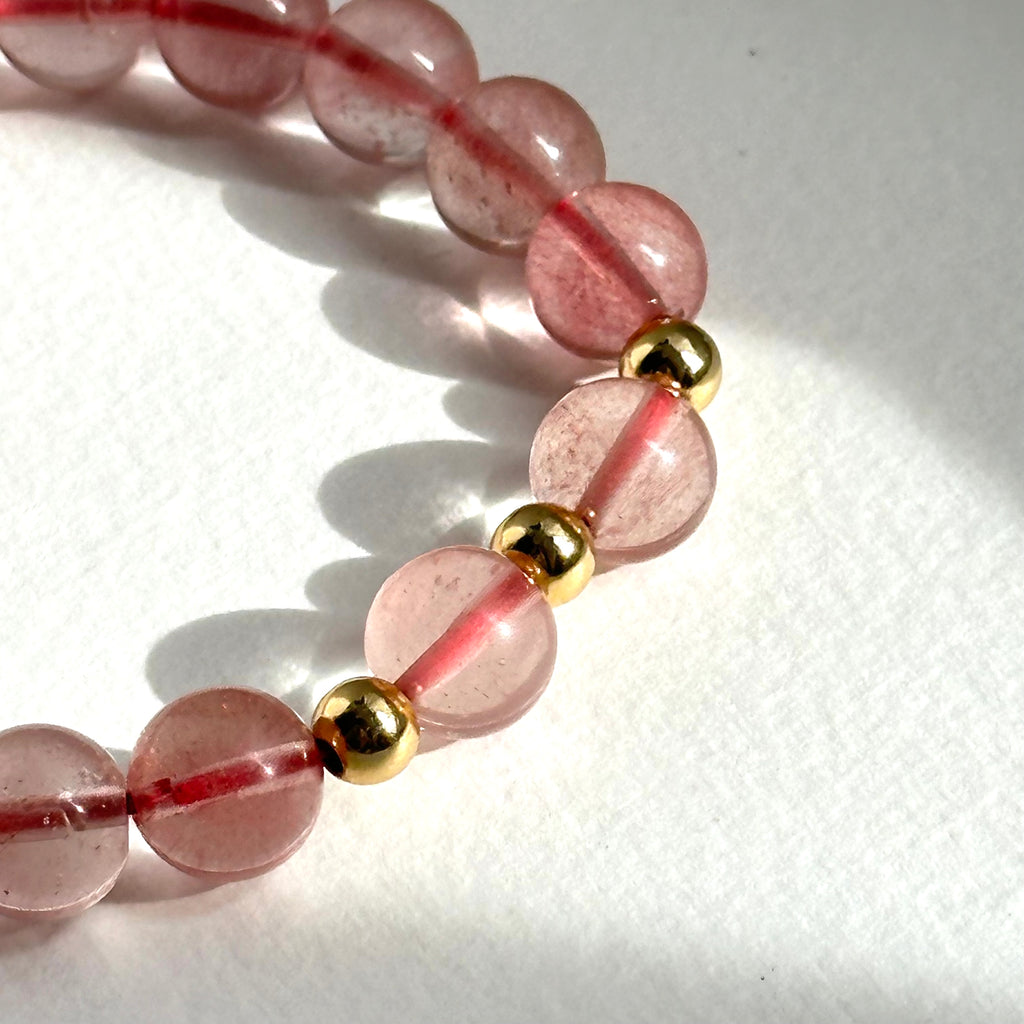 BS238【Lucky】Ice Type Watermelon Stone Simple Gold-plated Bracelet
