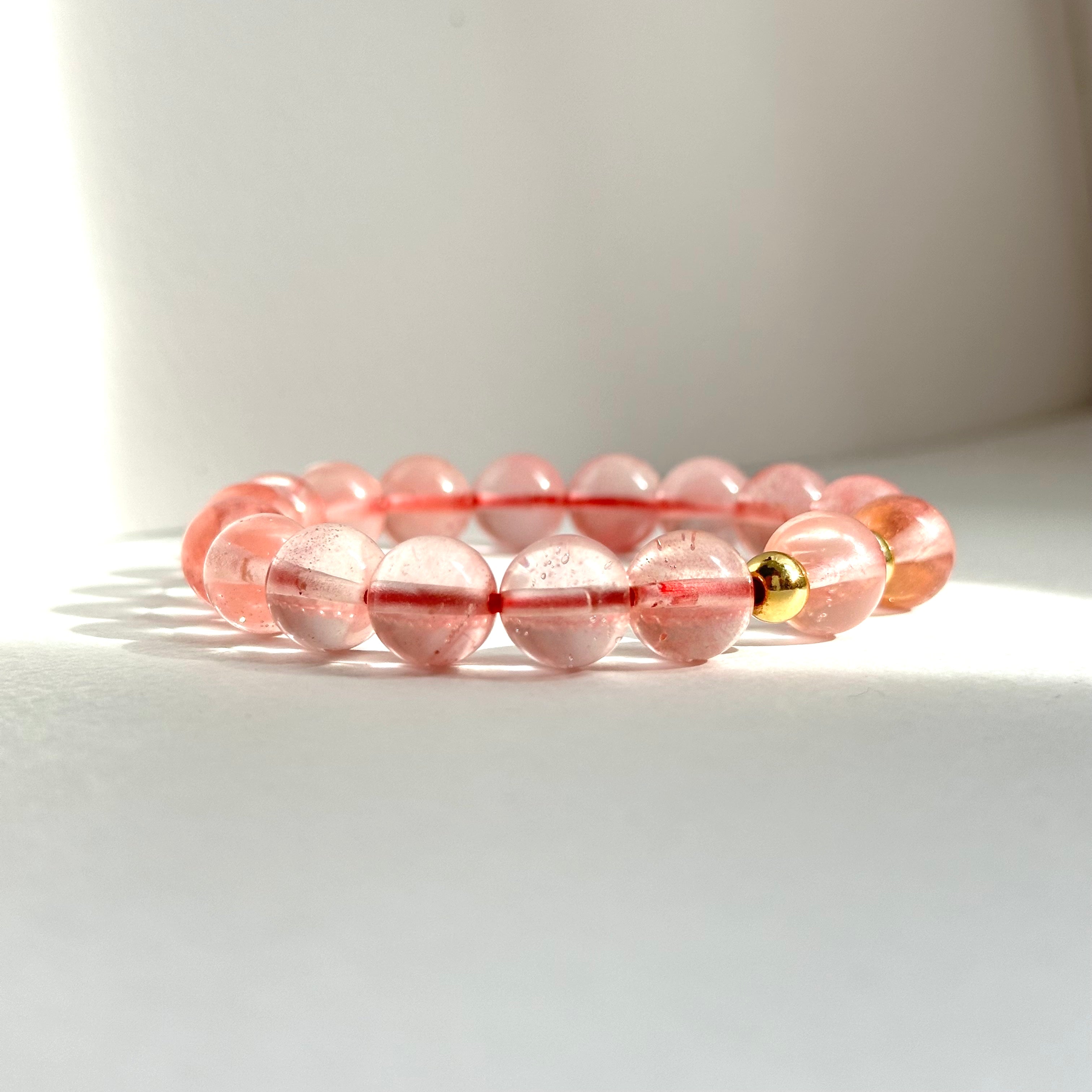 BS238【Lucky】Ice Type Watermelon Stone Simple Gold-plated Bracelet