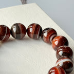 B25 花夜紋條紋縞瑪瑙純珠手鏈手串