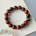 B25 Floral Pattern Striped Onyx Bead Bracelet
