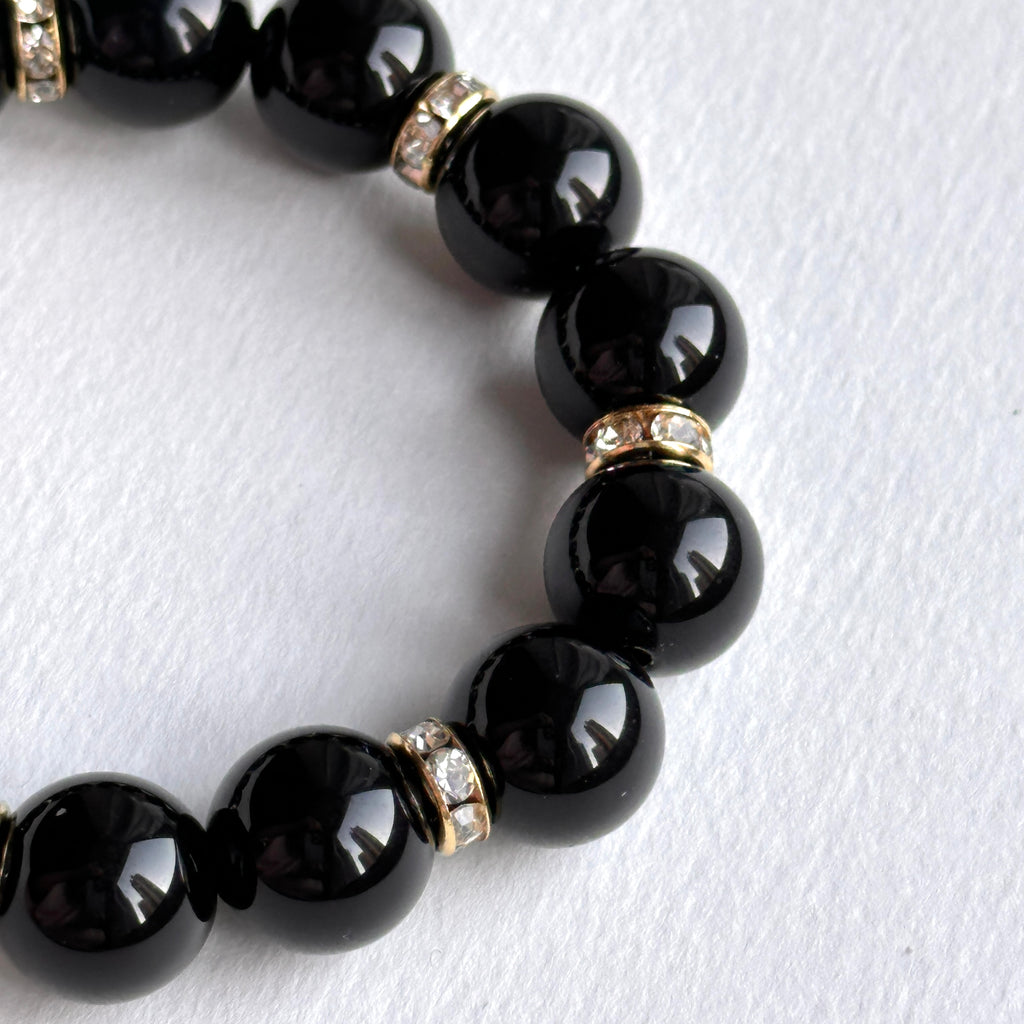 BS329 黑曜石18K金手鏈手串