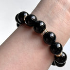 BS329 黑曜石18K金手鏈手串