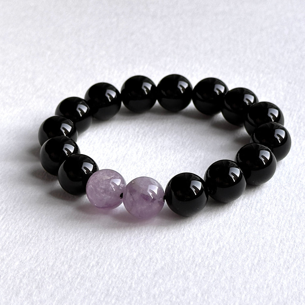 BS330 黑瑪瑙|薰衣草紫水晶手鏈手串