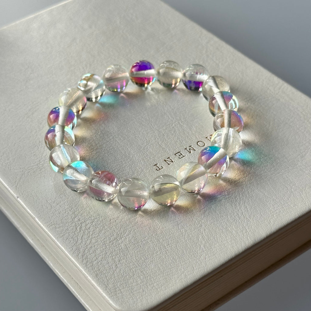 B51 [Blue Moon Glass] Moon Glass Stone Pure Bead Bracelet