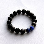 BS319 Silver Obsidian 18K Gold Plated Bracelet