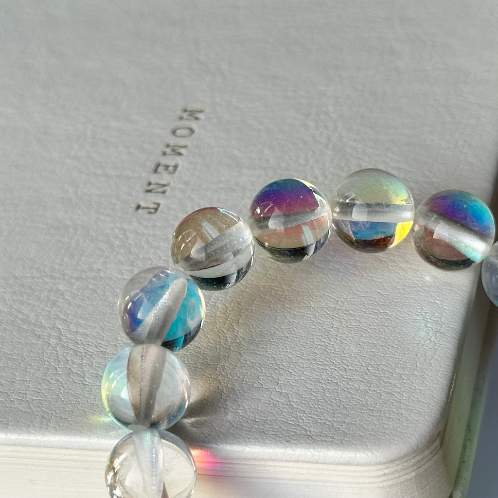 B51 [Blue Moon Glass] Moon Glass Stone Pure Bead Bracelet