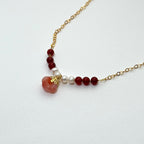 N85【巨蟹座獅子|7月】紅瑪瑙|淡水珍珠|鍍金|頸鏈項鏈