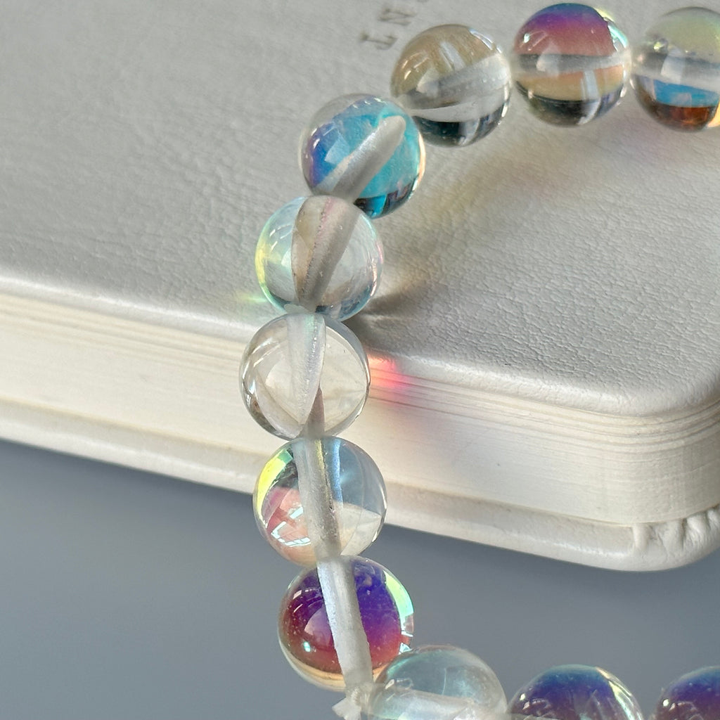 B51 [Blue Moon Glass] Moon Glass Stone Pure Bead Bracelet
