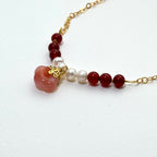 N85【巨蟹座獅子|7月】紅瑪瑙|淡水珍珠|鍍金|頸鏈項鏈