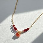 N85【巨蟹座獅子|7月】紅瑪瑙|淡水珍珠|鍍金|頸鏈項鏈