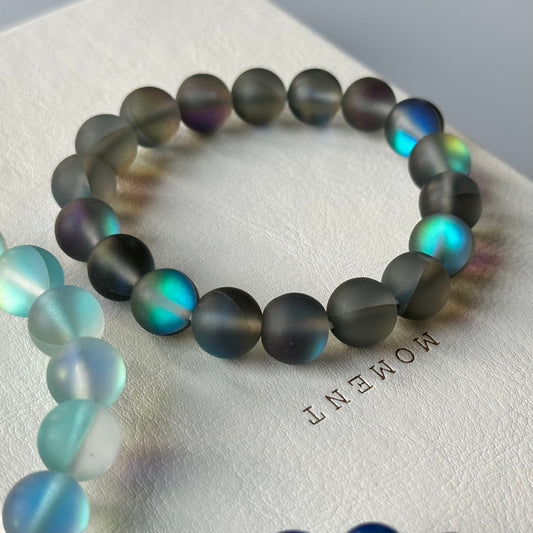 B46 月亮琉璃 • 霧嶙灰手鏈手串 Matt Dusk MoonStone Bracelet