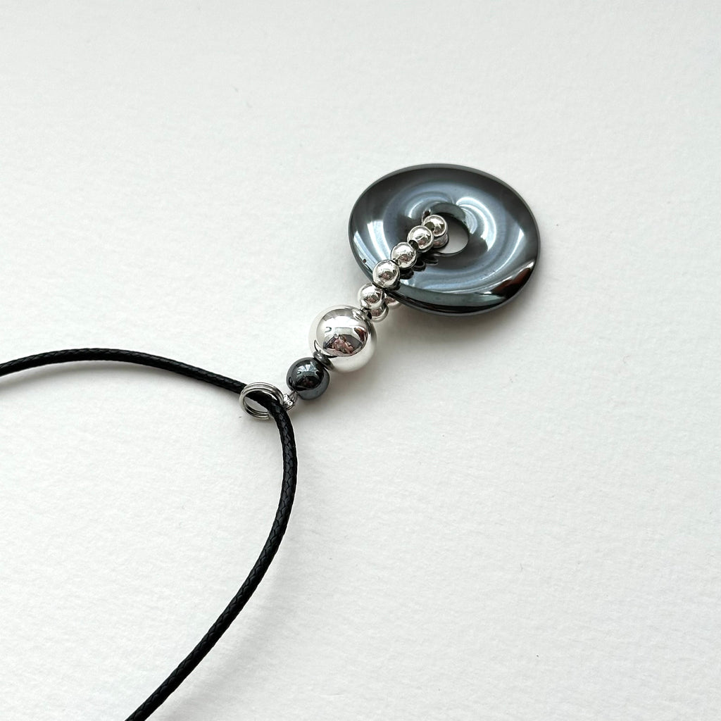 N89 [Protection and Implementation] Hematite | Safety Buckle | Silver Plating | Braided Cord | Necklace