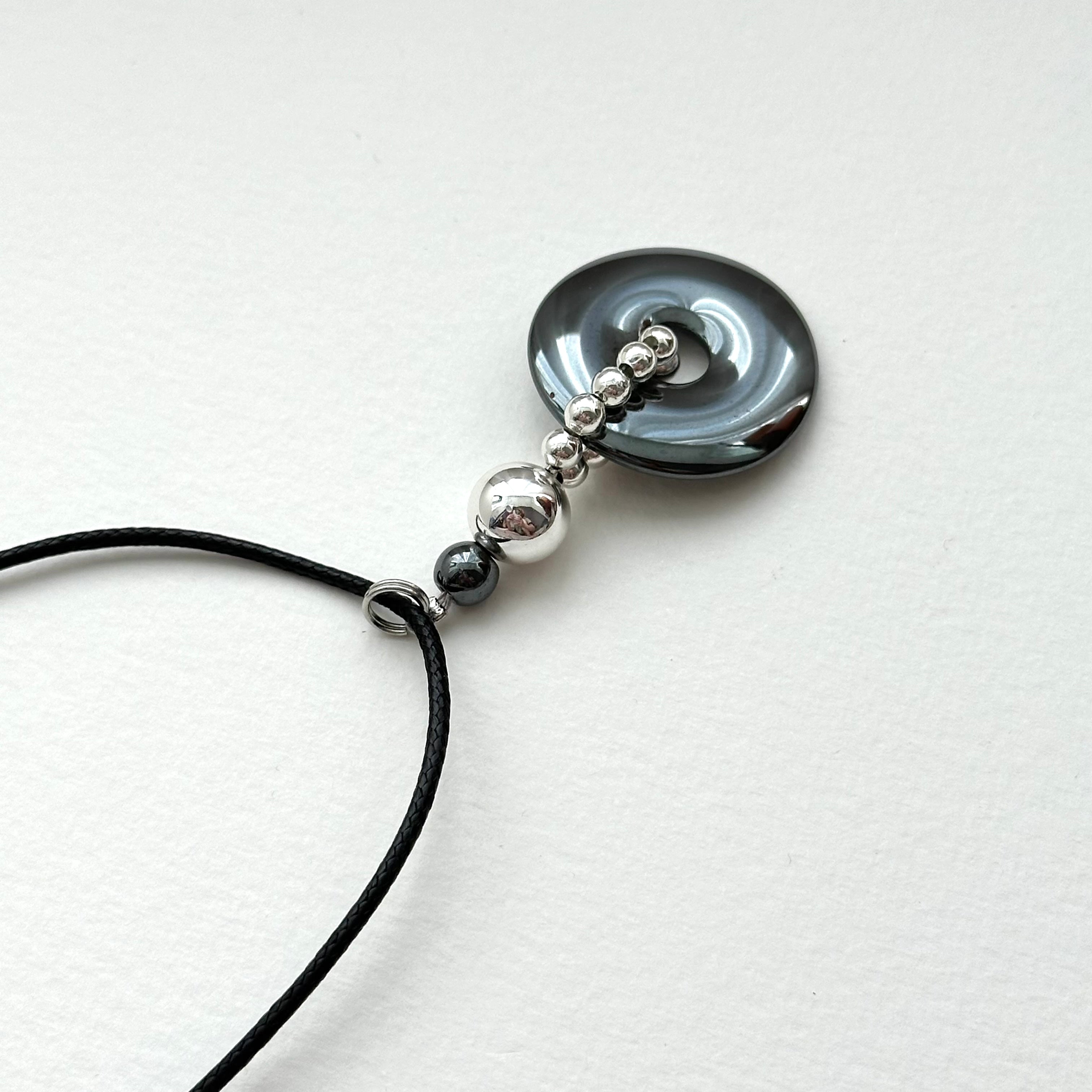 N89 [Protection and Implementation] Hematite | Safety Buckle | Silver Plating | Braided Cord | Necklace